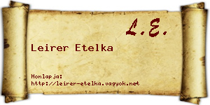 Leirer Etelka névjegykártya